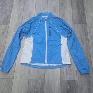 Cannonball Morphis Shell women's blue bike jacket and vest in 1 convertible med